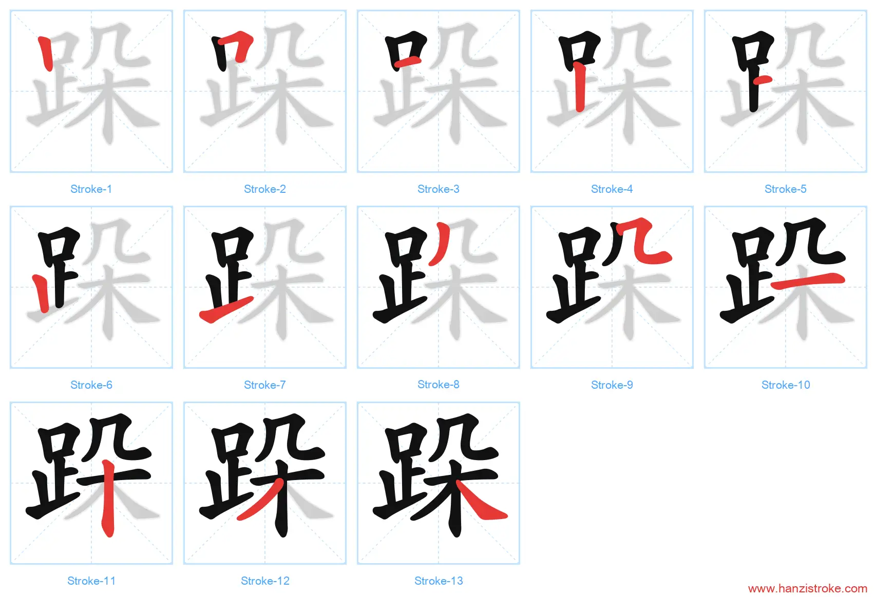 跺 stroke order diagram