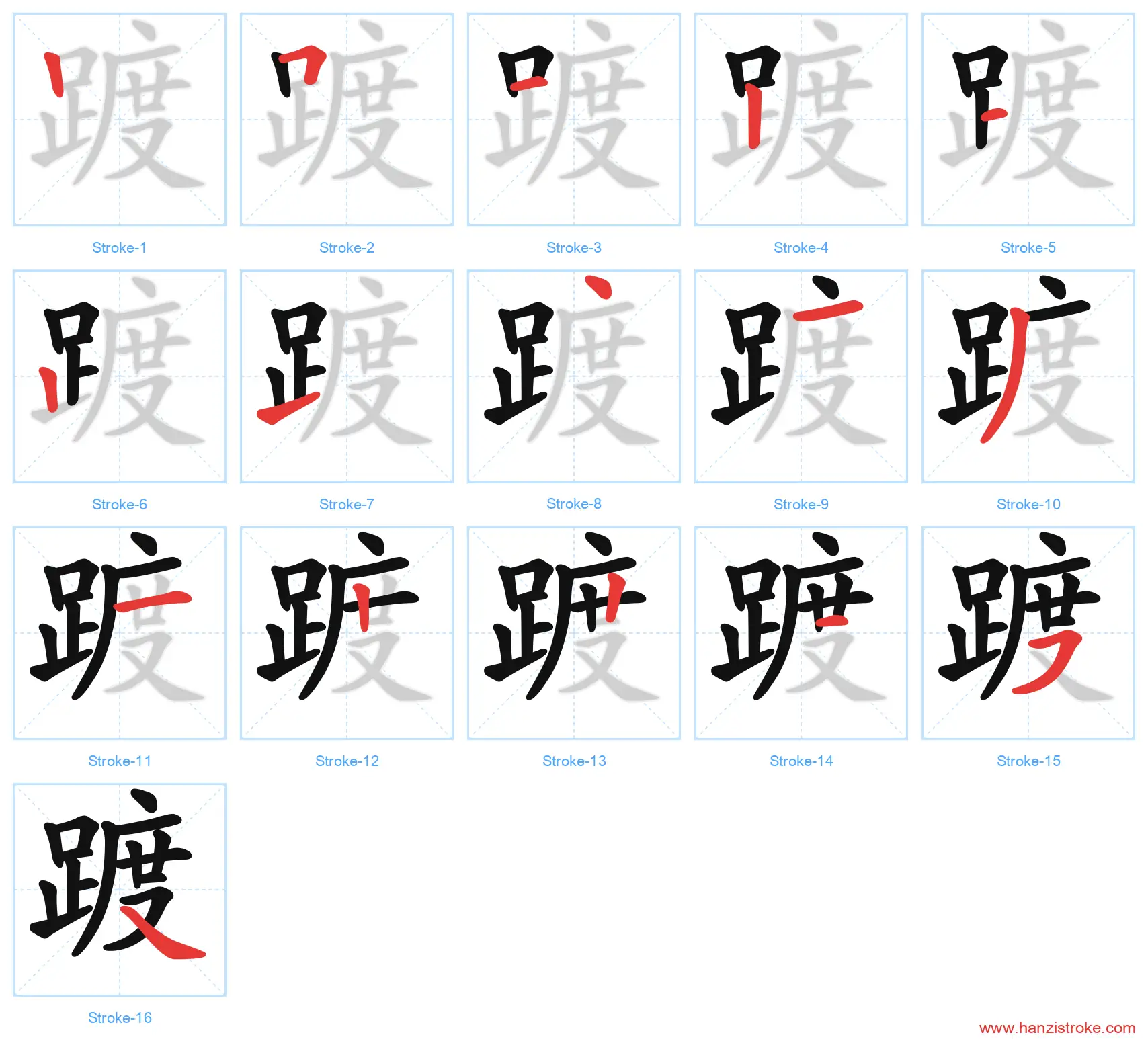踱 stroke order diagram