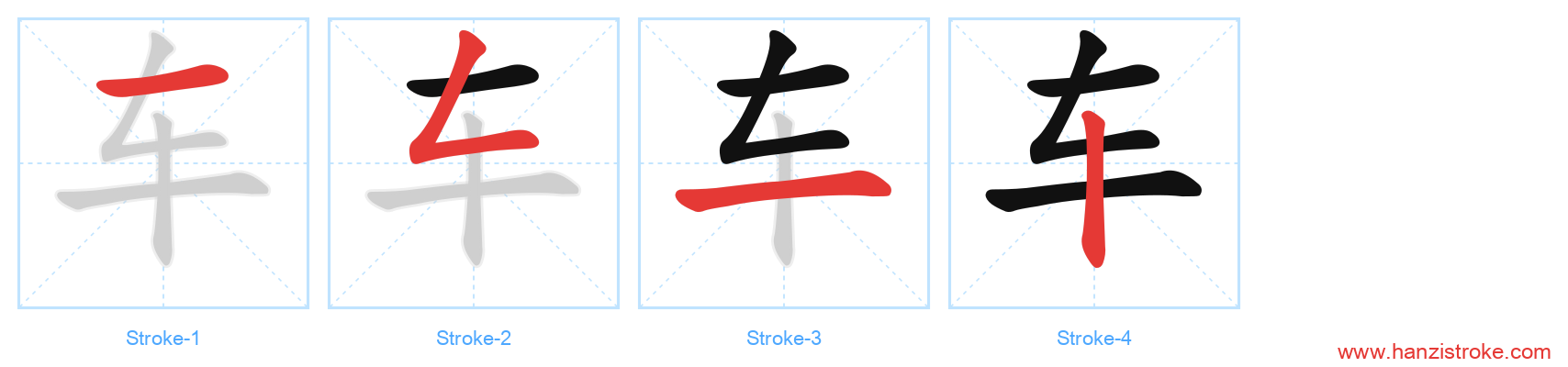 车 stroke order diagram