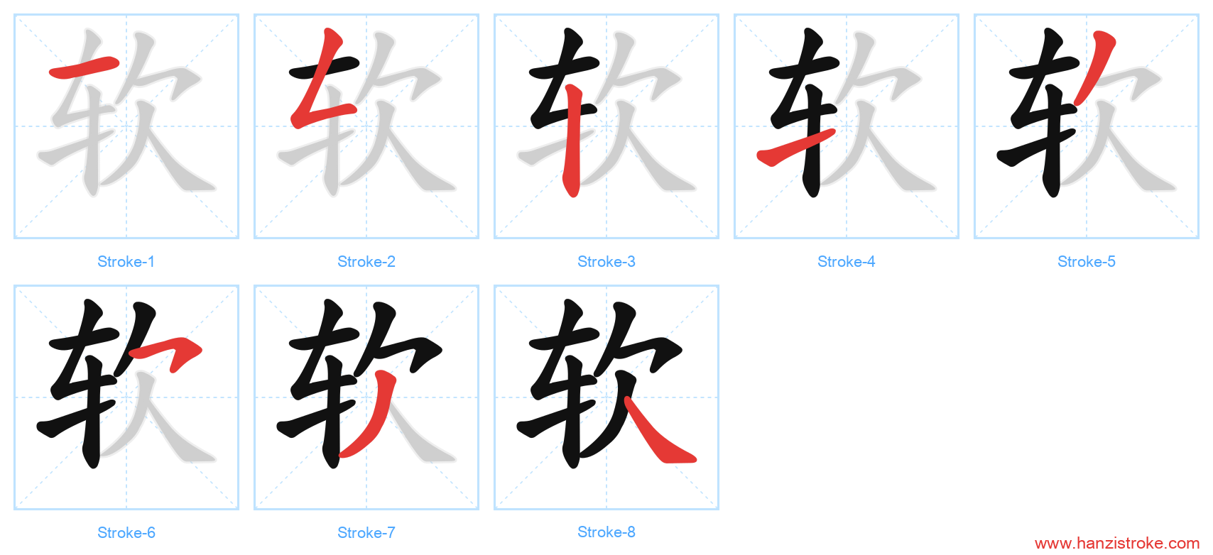 软 stroke order diagram