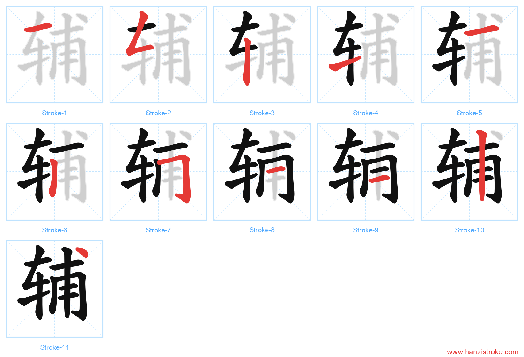 辅 stroke order diagram