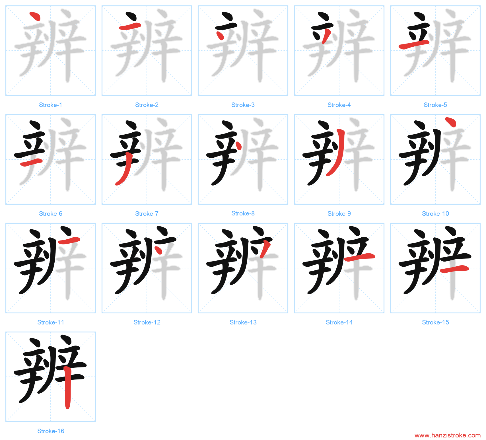 辨 stroke order diagram