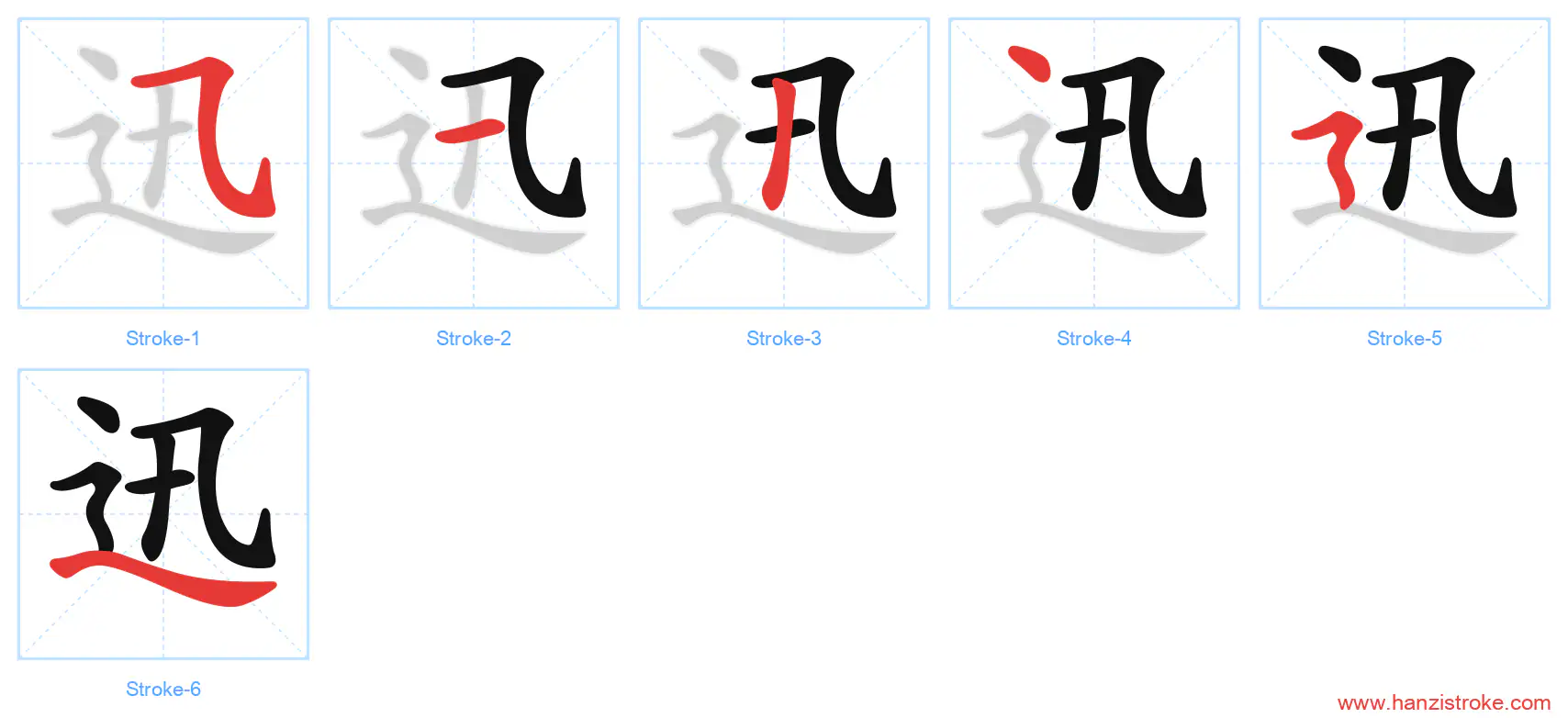 迅 stroke order diagram