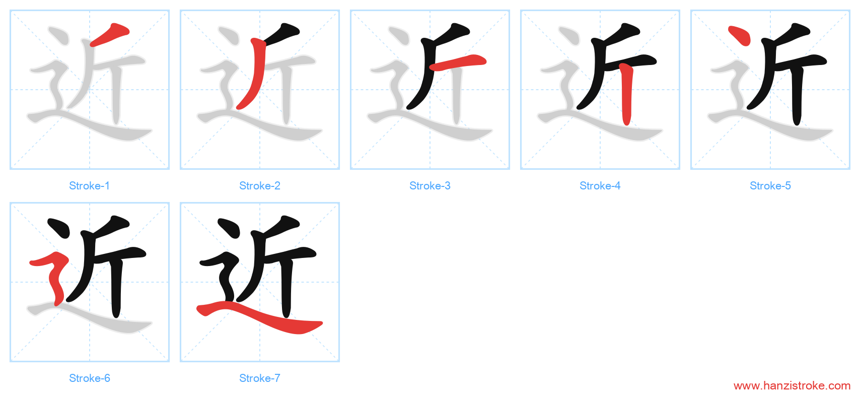 近 stroke order diagram
