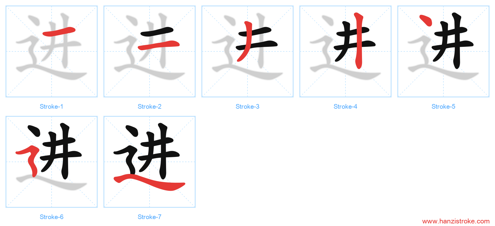 进 stroke order diagram