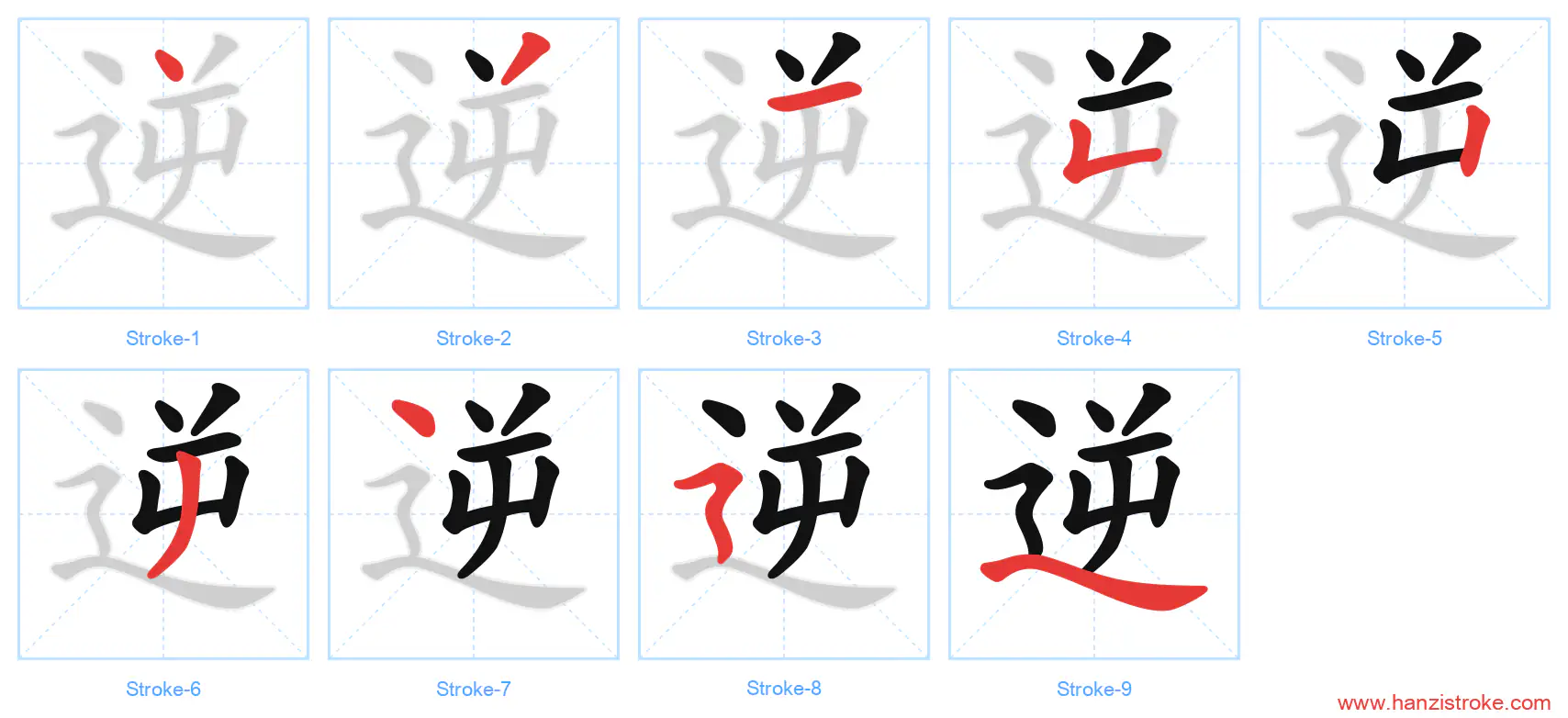逆 stroke order diagram