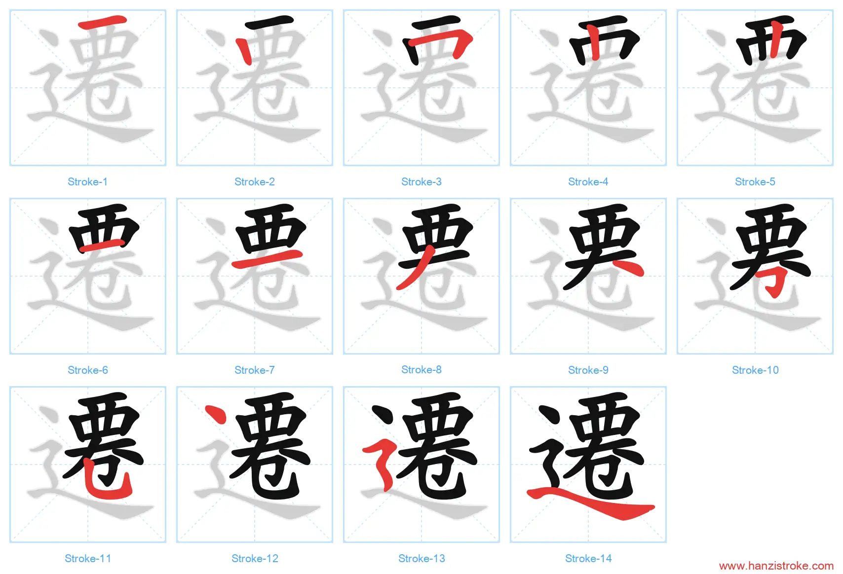 遷 traditional stroke order diagram