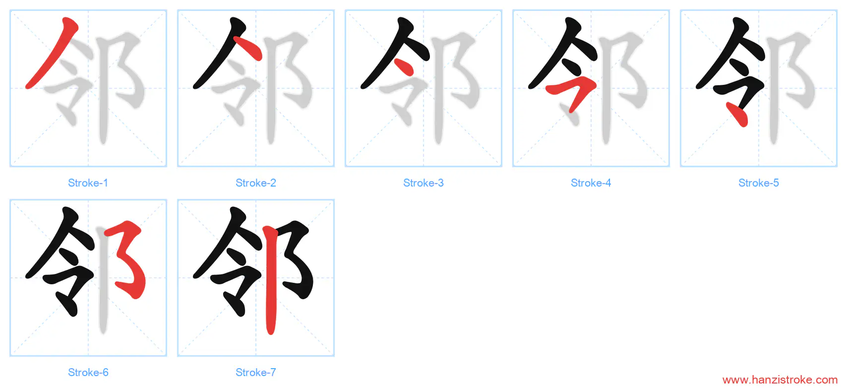 邻 stroke order diagram