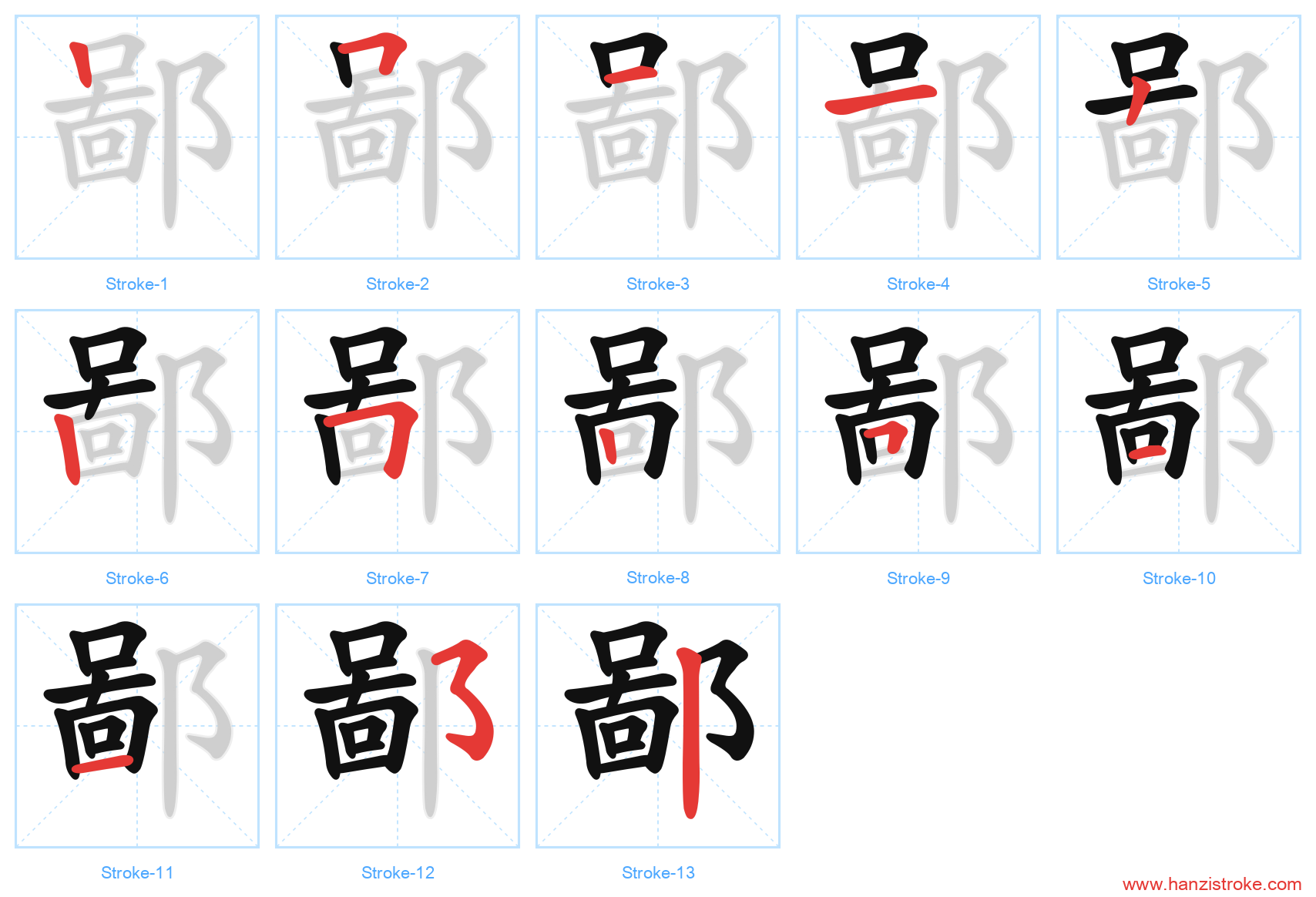 鄙 stroke order diagram