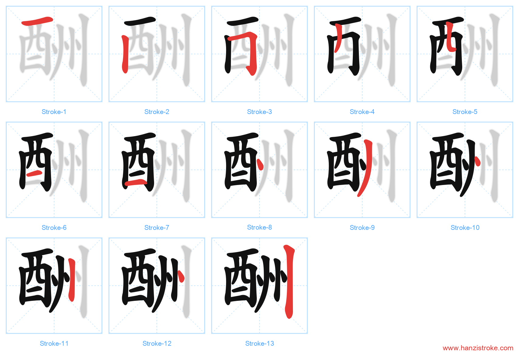 酬 stroke order diagram