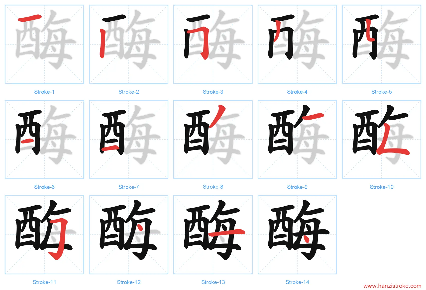 酶 stroke order diagram