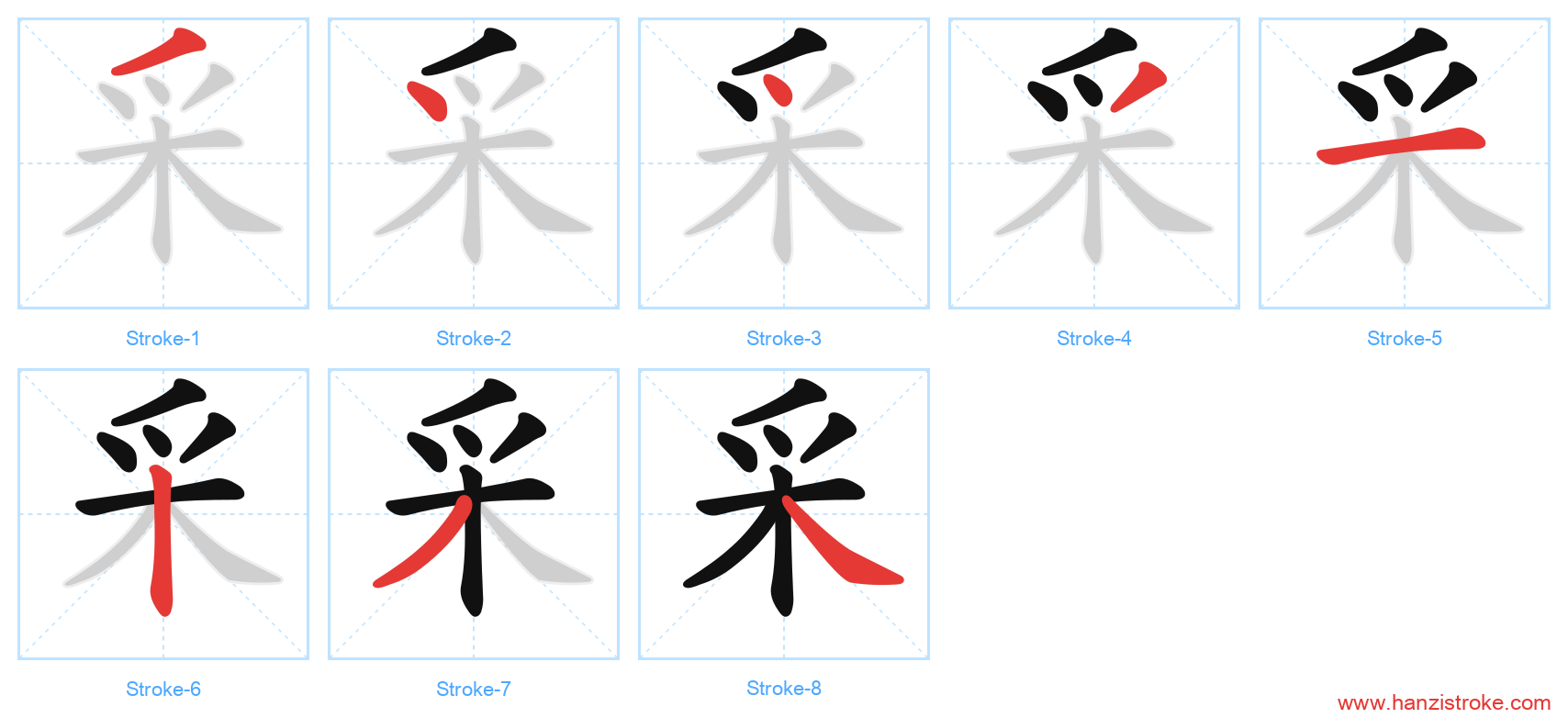 采 stroke order diagram
