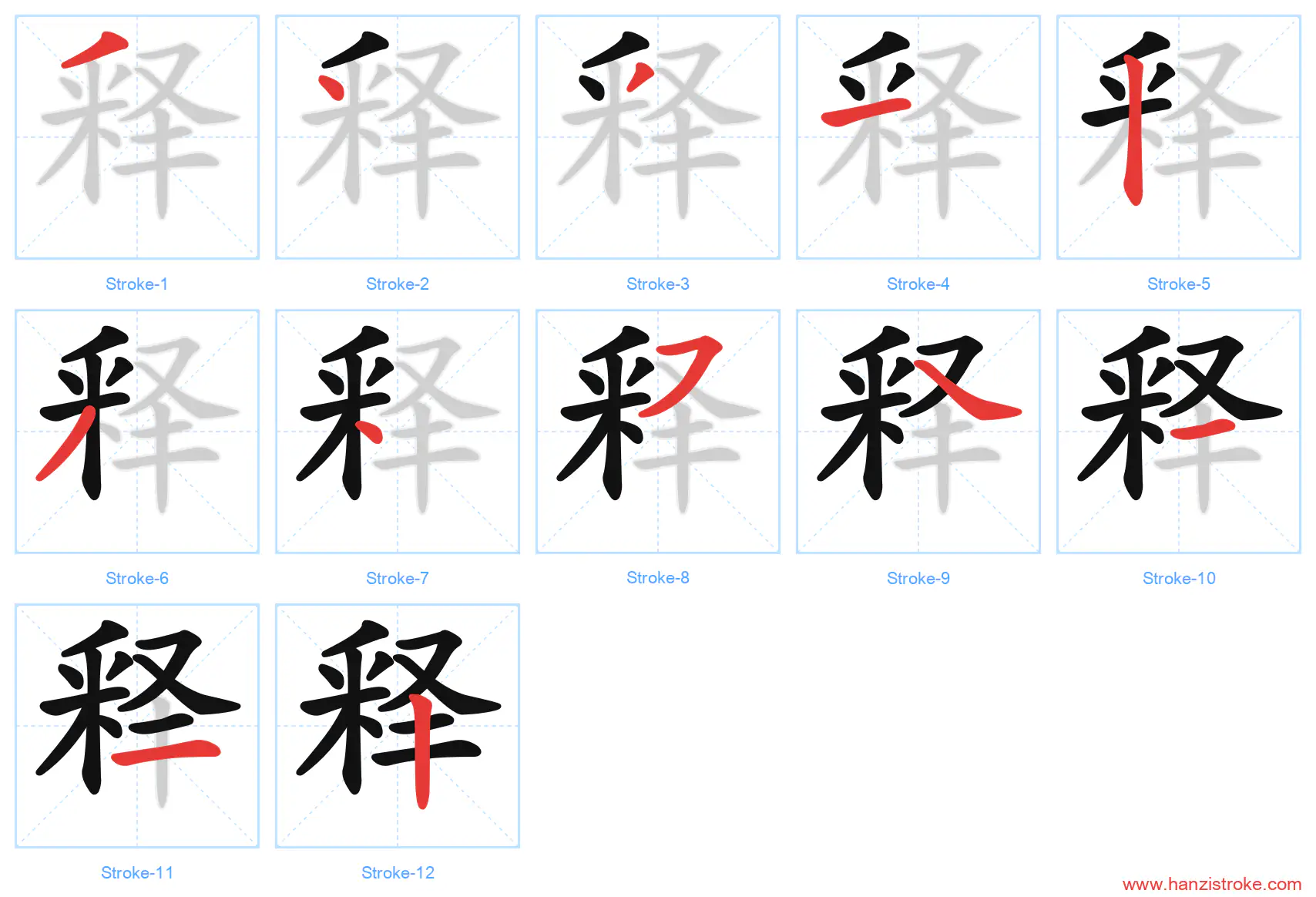 释 stroke order diagram