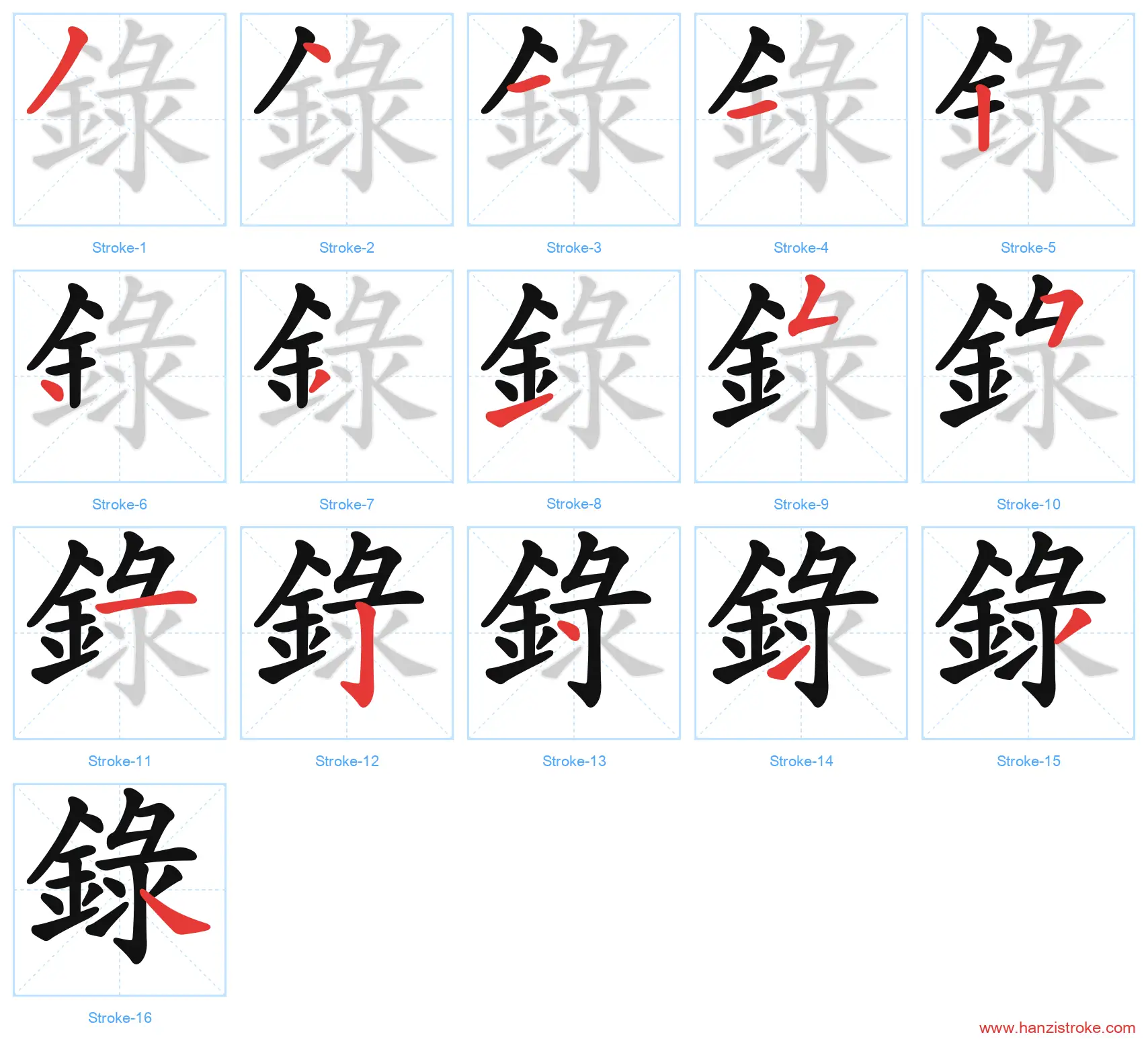 錄 traditional stroke order diagram