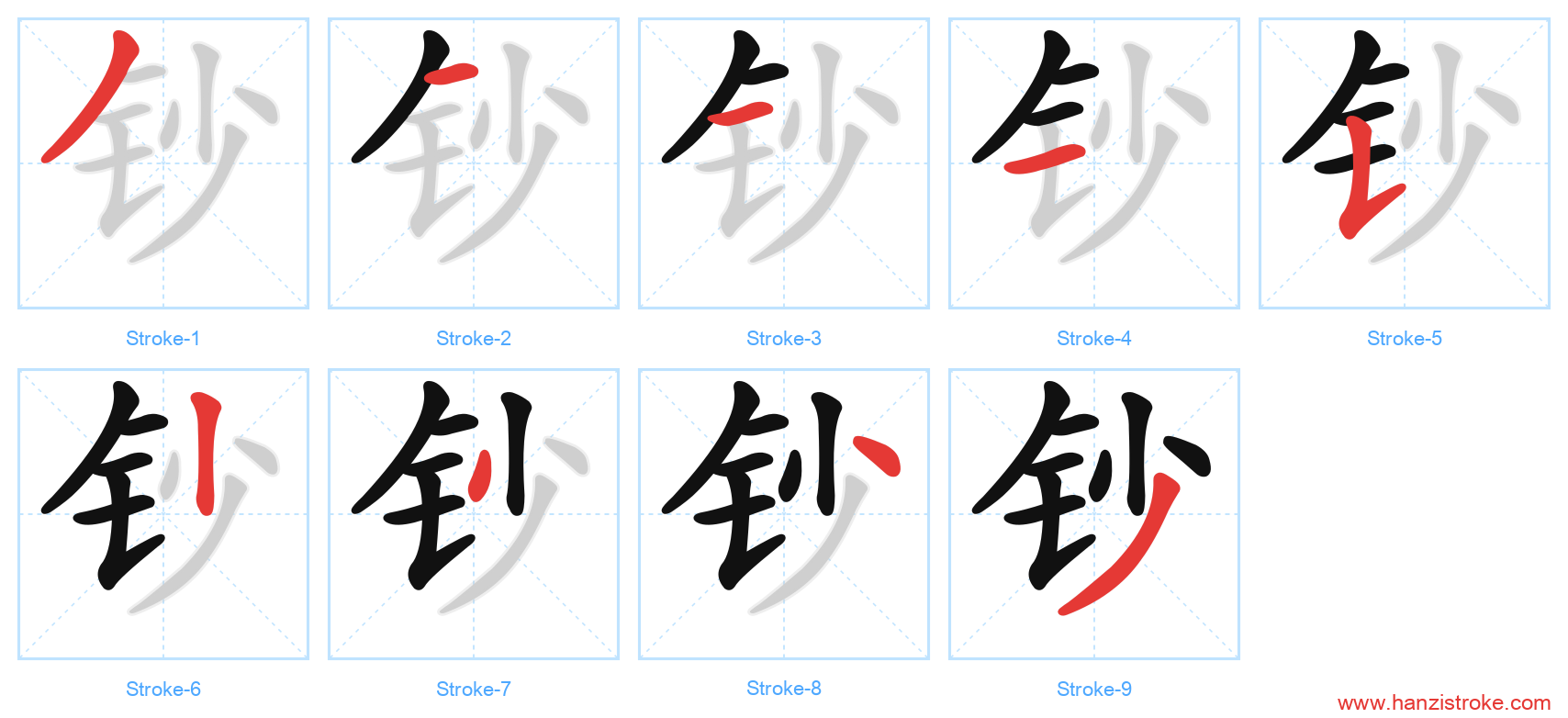 钞 stroke order diagram