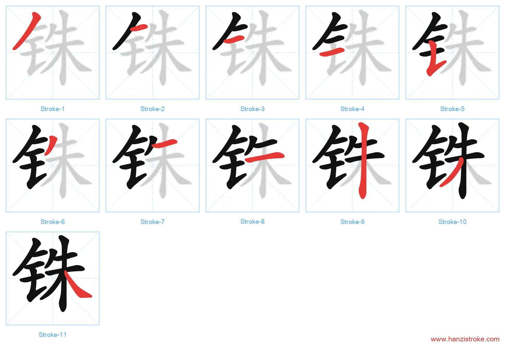 铢 stroke order diagram