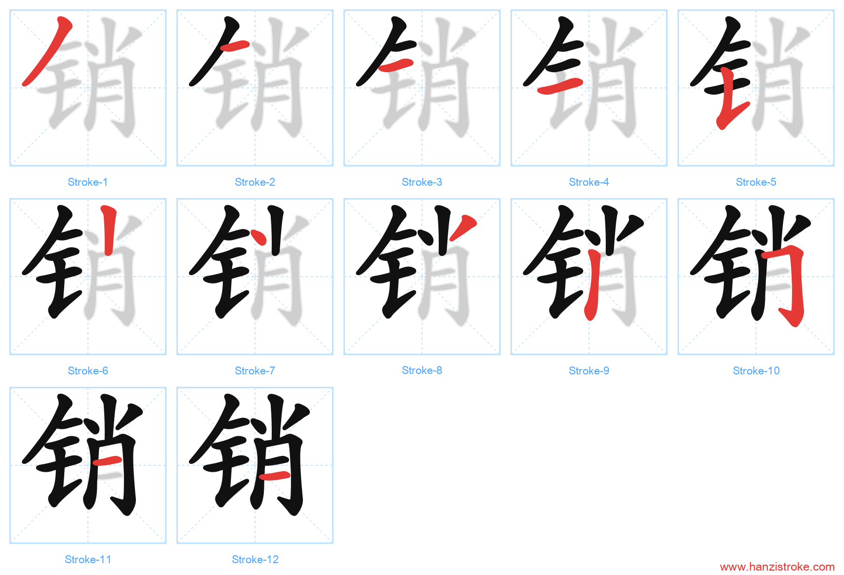 销 stroke order diagram