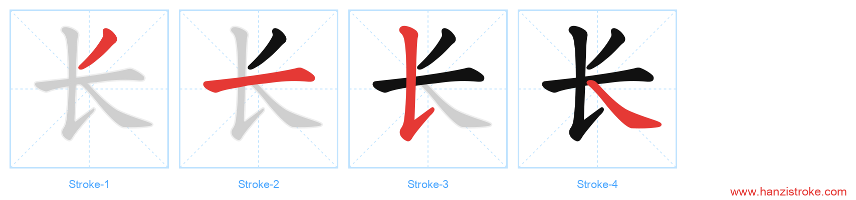 长 stroke order diagram