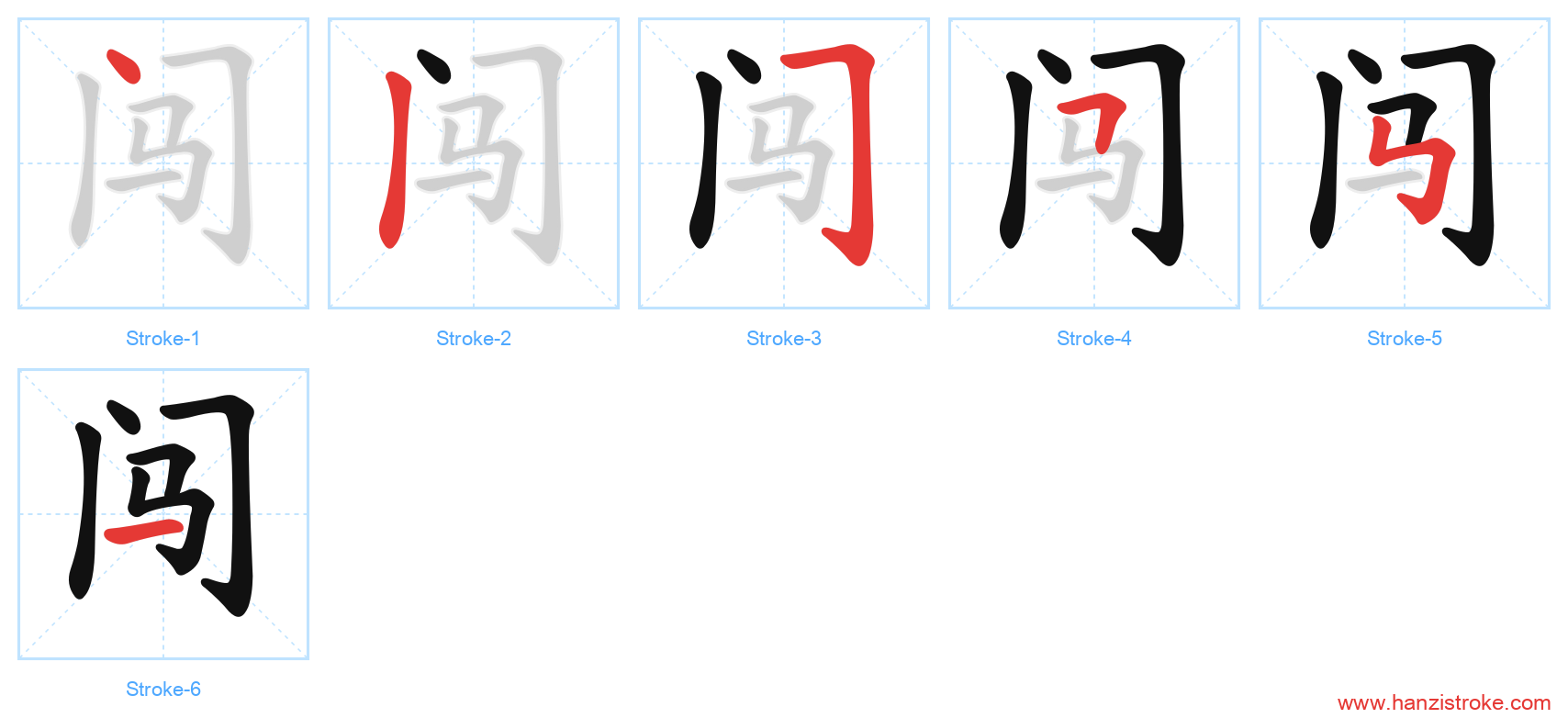 闯 stroke order diagram
