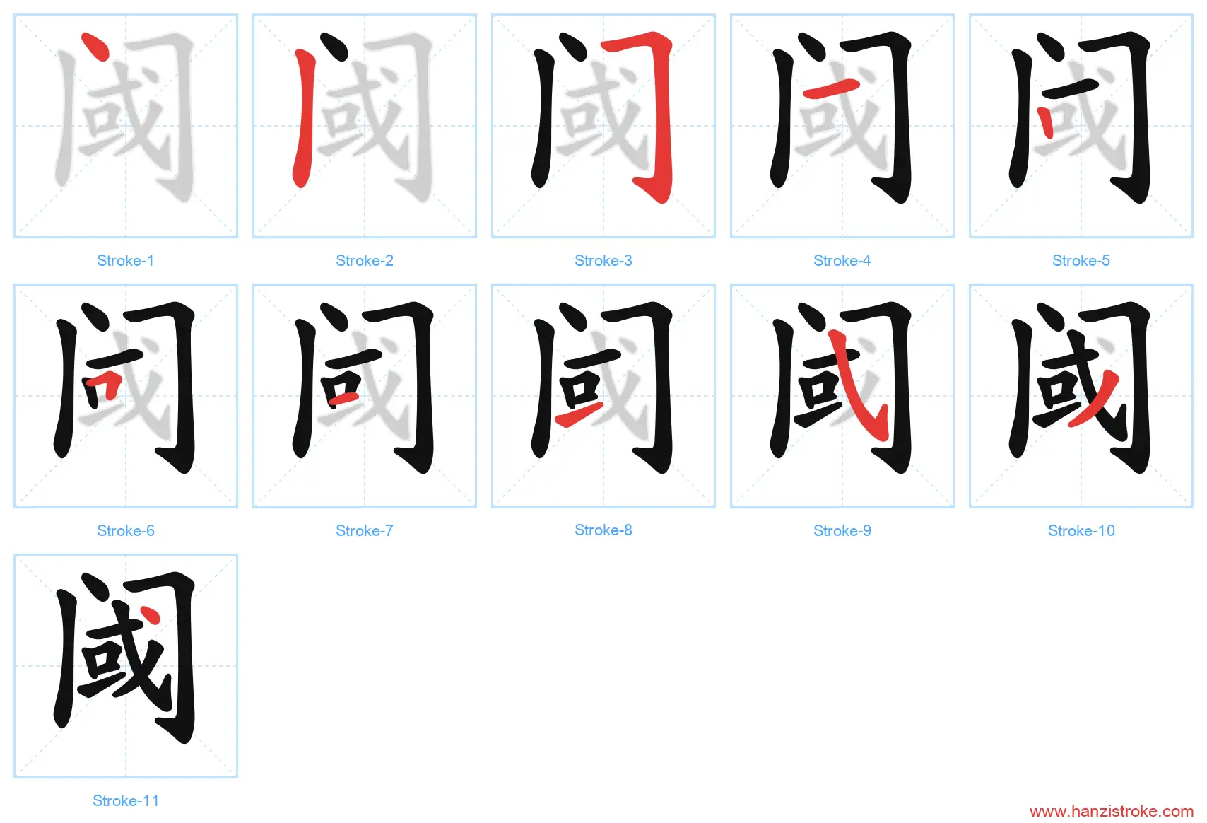 阈 stroke order diagram