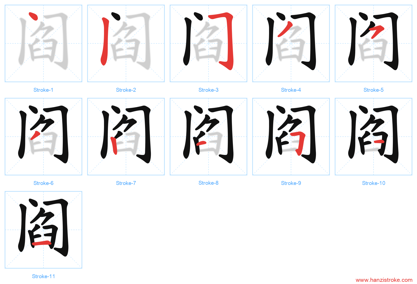 阎 stroke order diagram