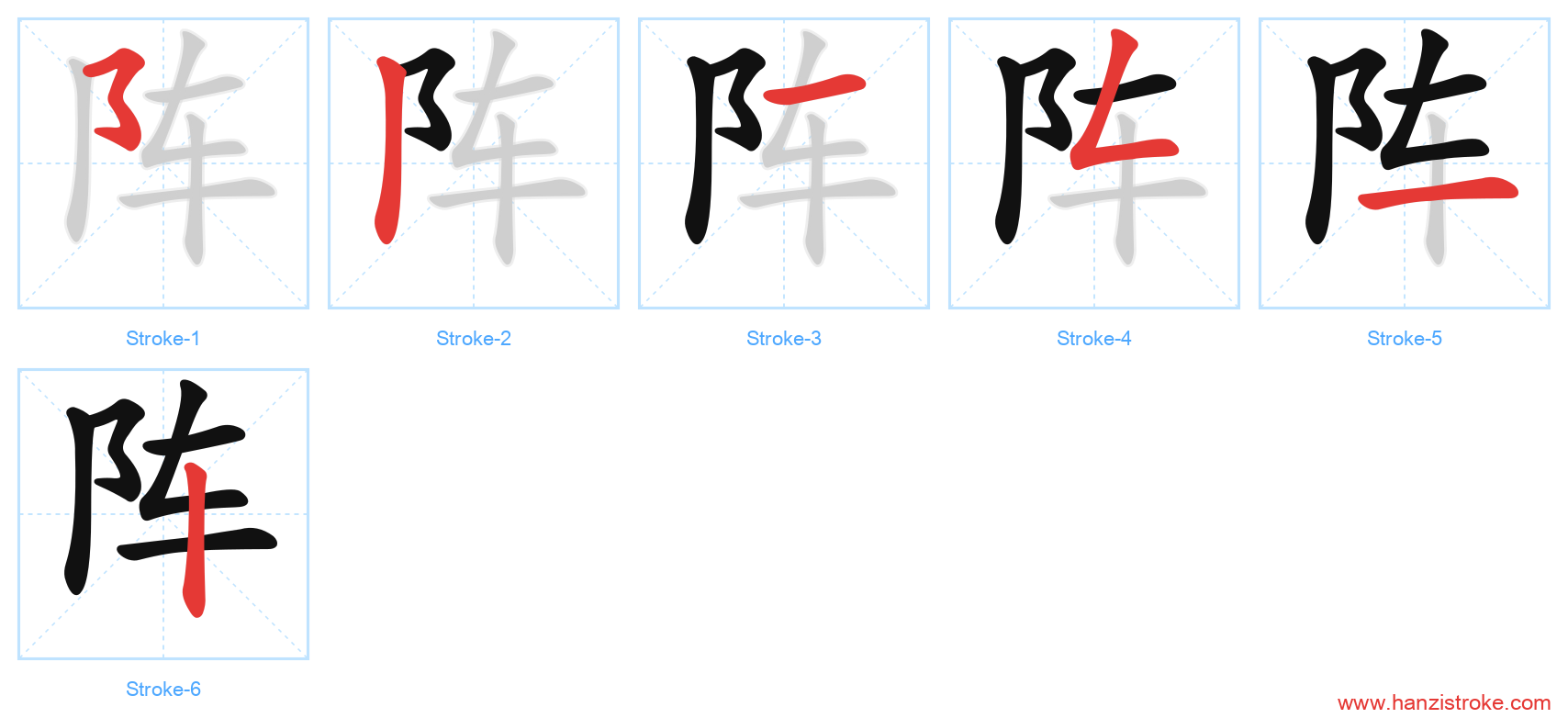 阵 stroke order diagram