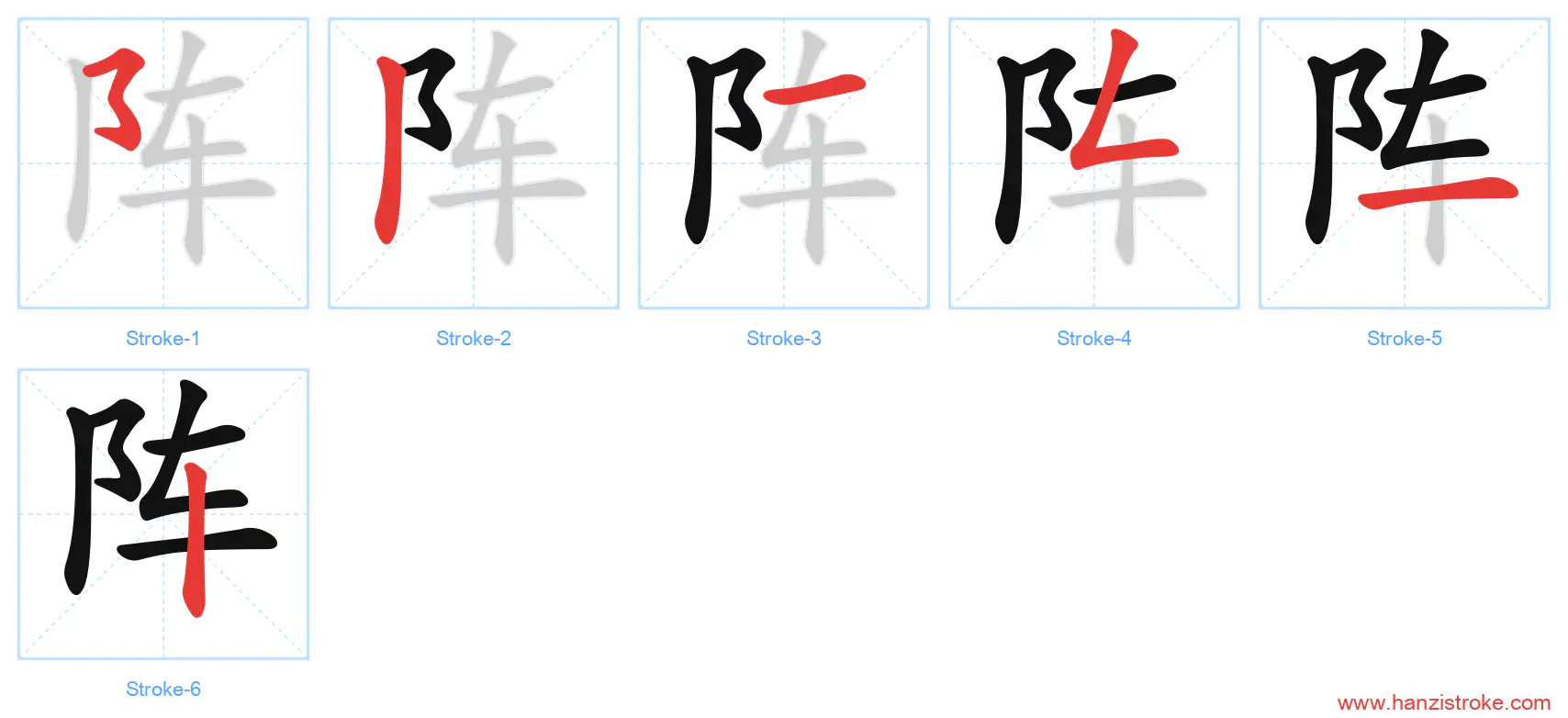 阵 stroke order diagram