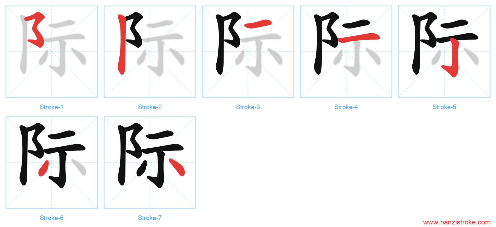 际 stroke order diagram
