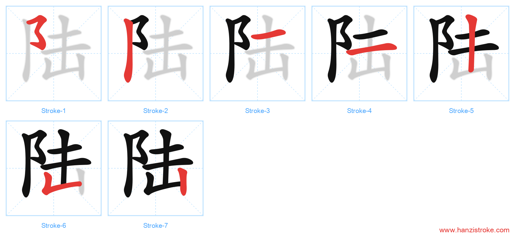 陆 stroke order diagram