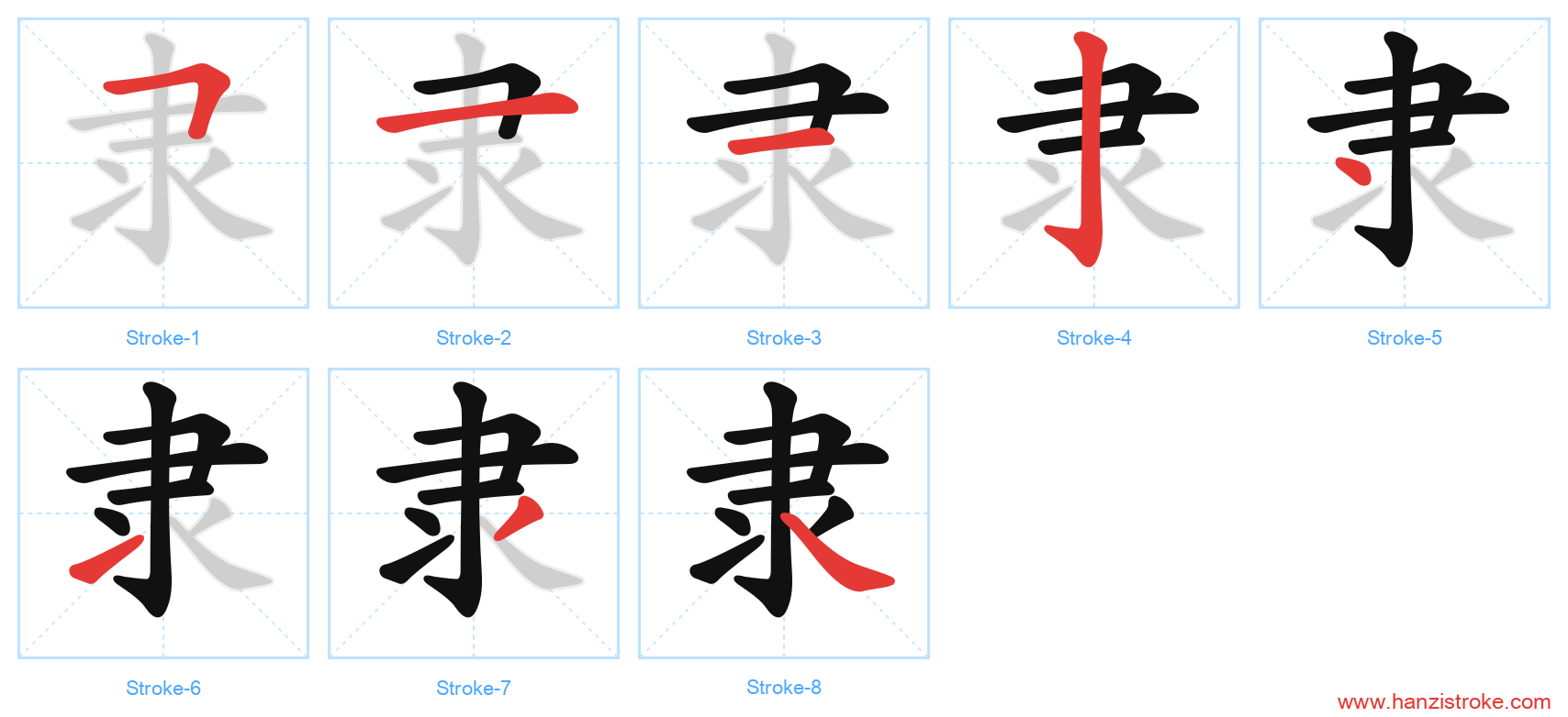 隶 stroke order diagram