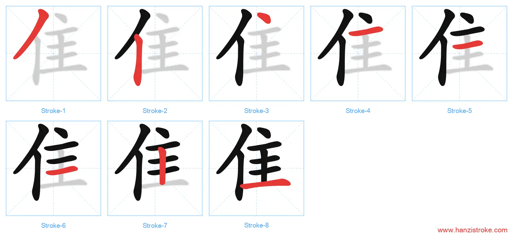隹 stroke order diagram