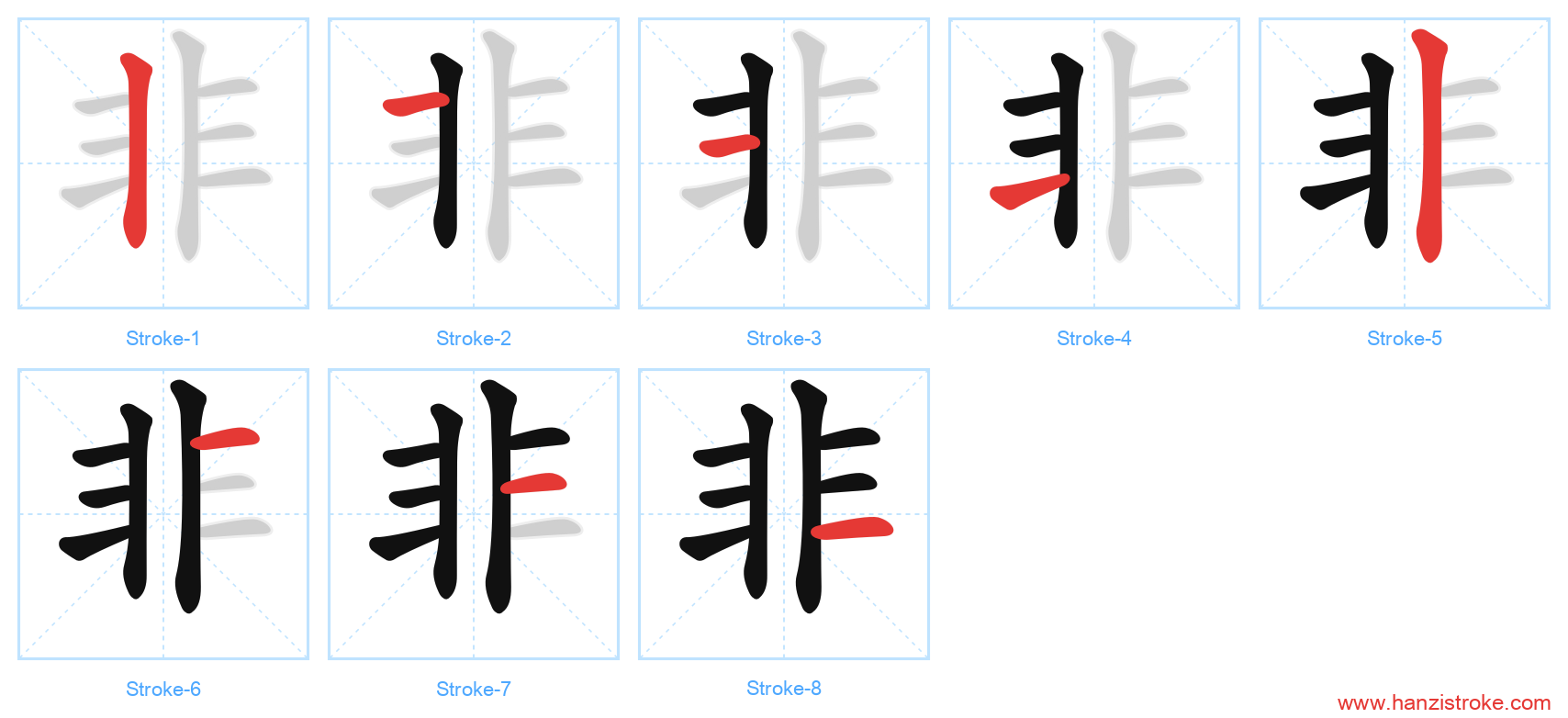 非 stroke order diagram