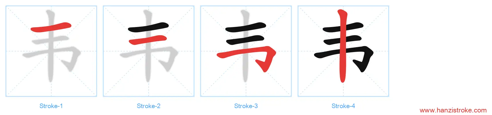 韦 stroke order diagram