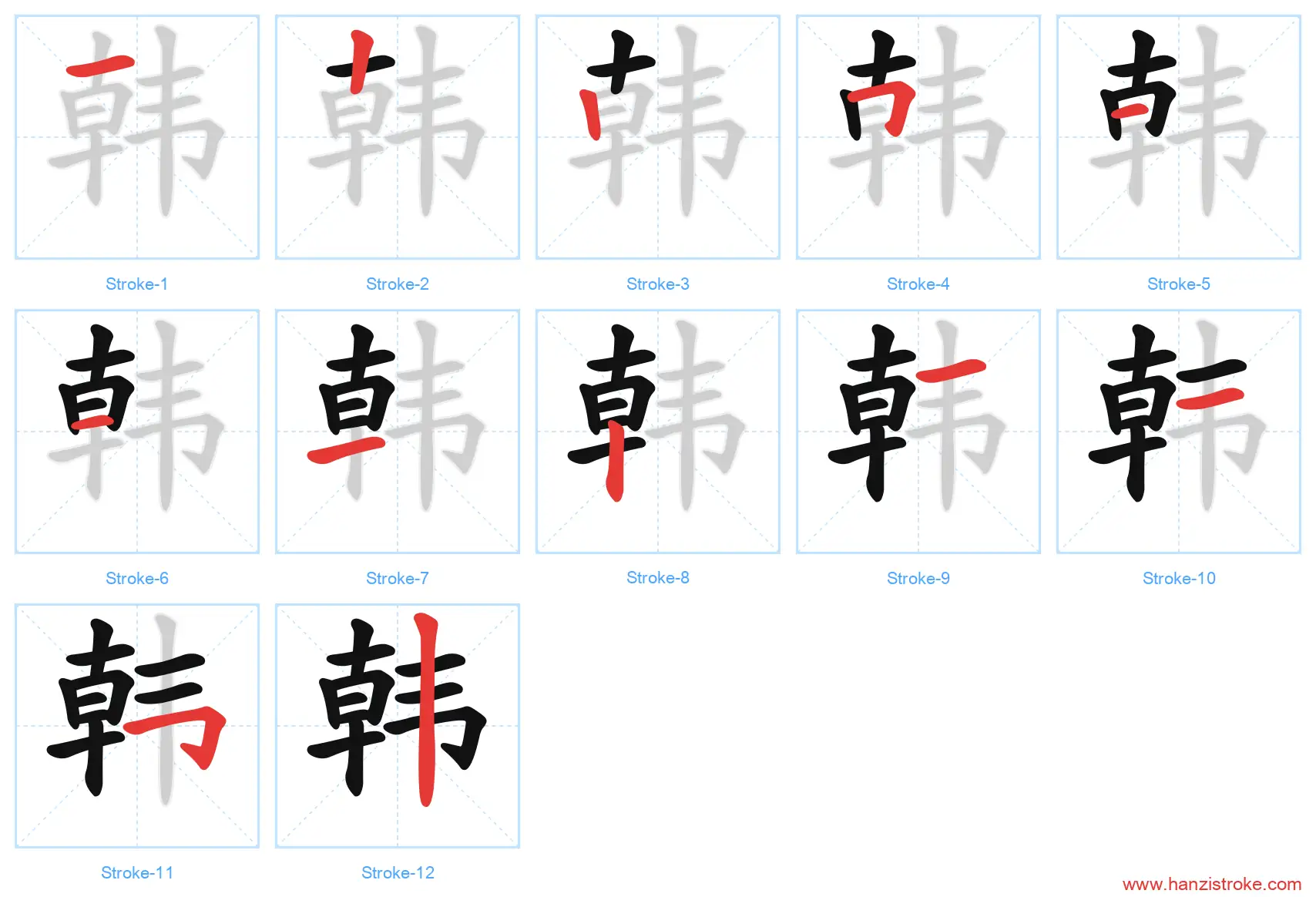韩 stroke order diagram