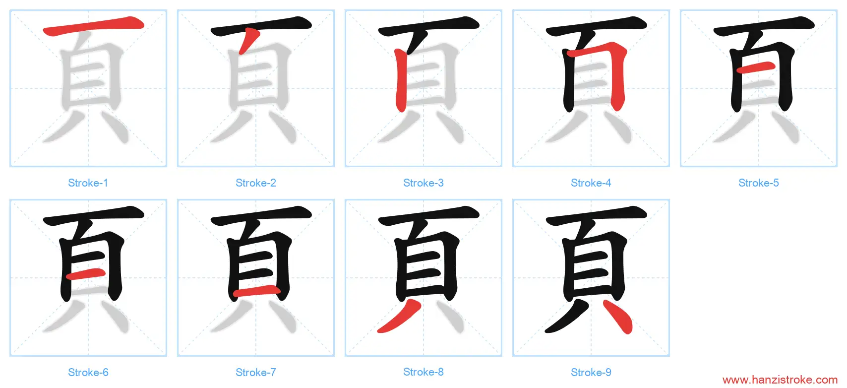 頁 traditional stroke order diagram