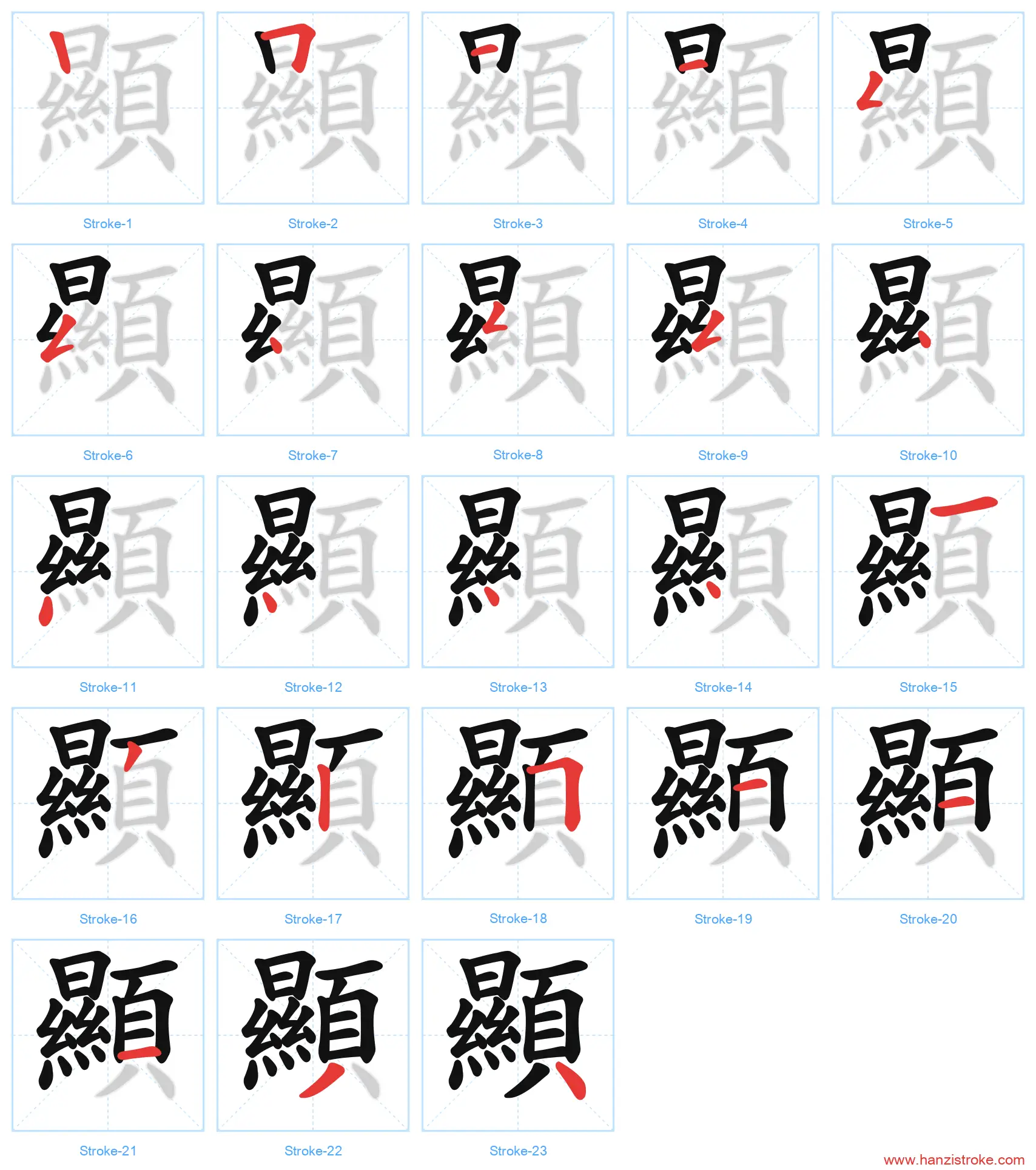 顯 traditional stroke order diagram
