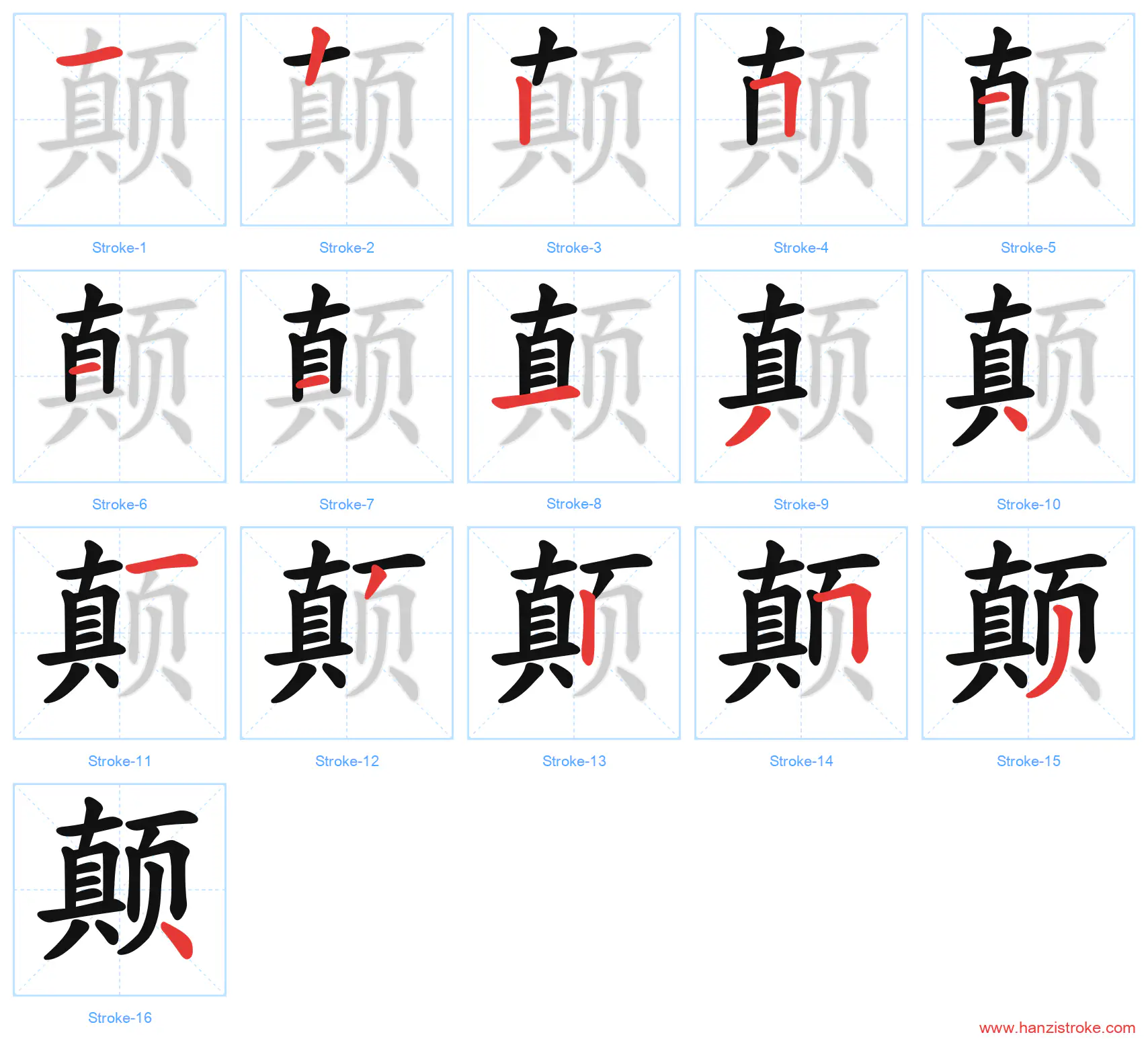 颠 stroke order diagram