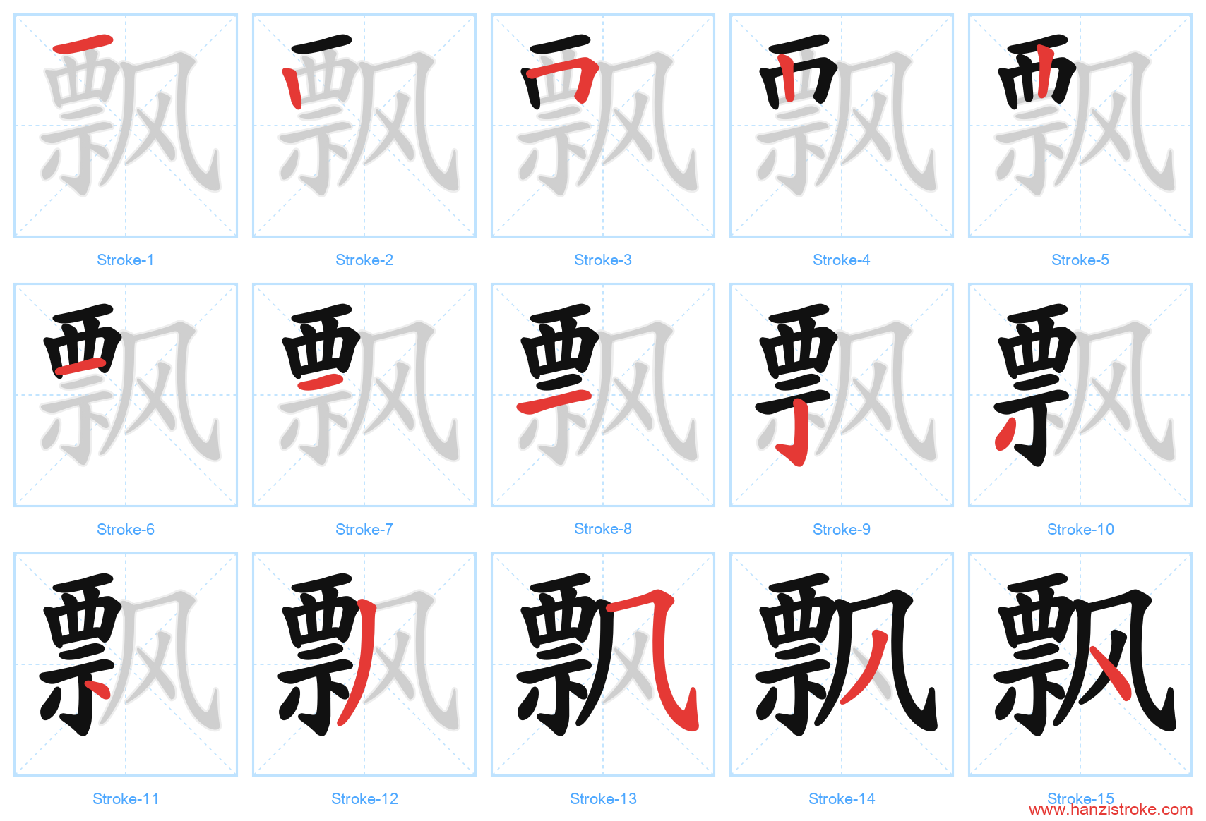 飘 stroke order diagram