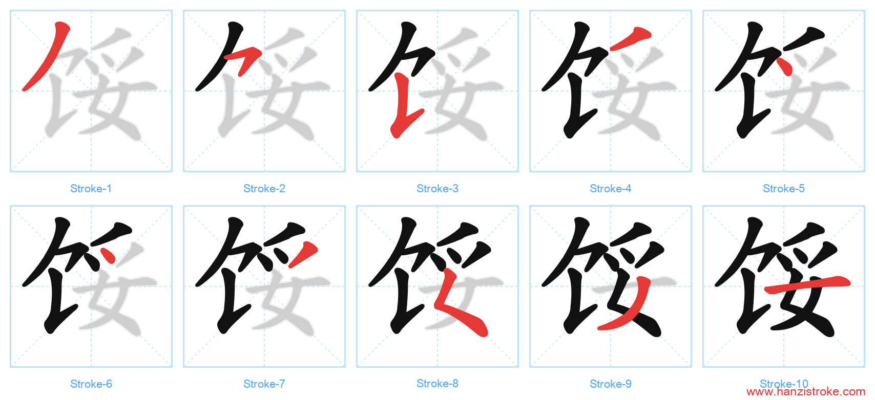 馁 stroke order diagram