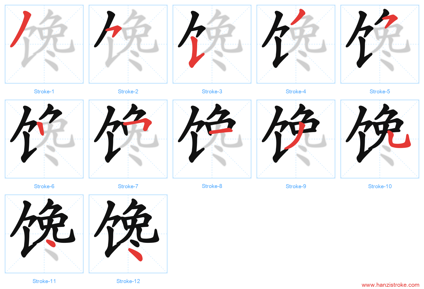 馋 stroke order diagram