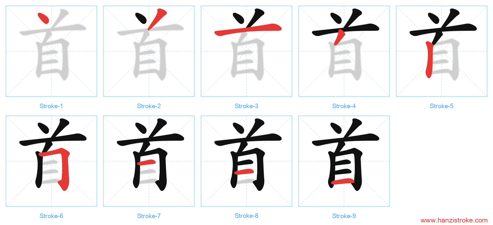 首 stroke order diagram