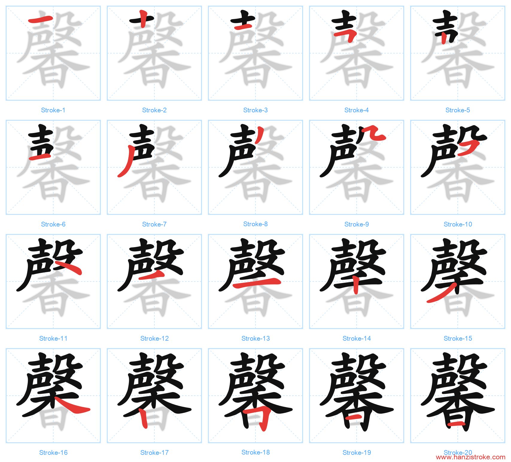 馨 stroke order diagram