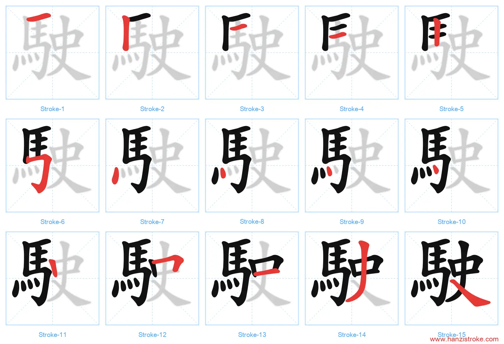 駛 traditional stroke order diagram