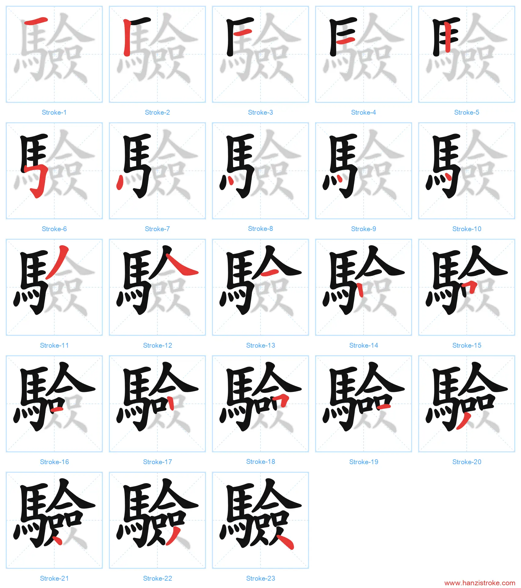 驗 traditional stroke order diagram