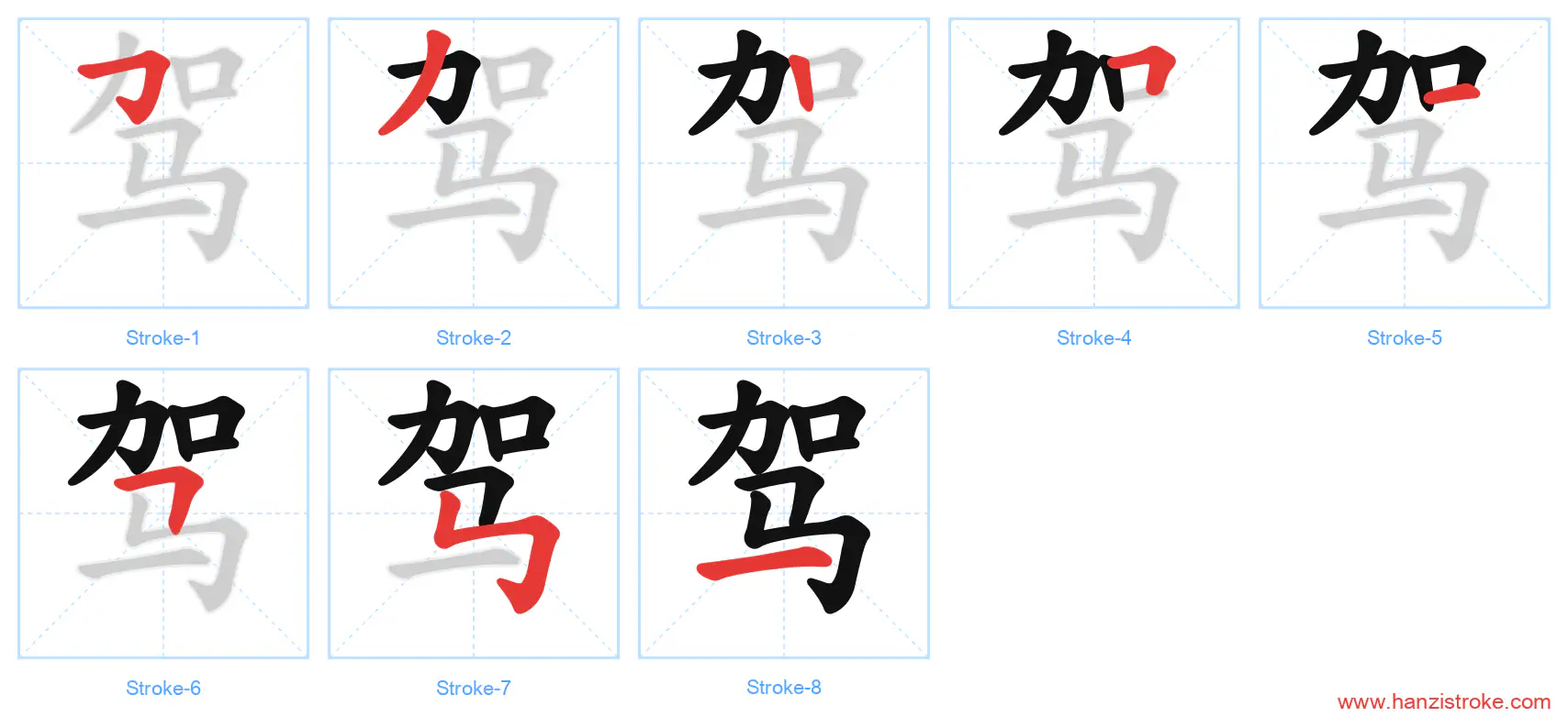 驾 stroke order diagram