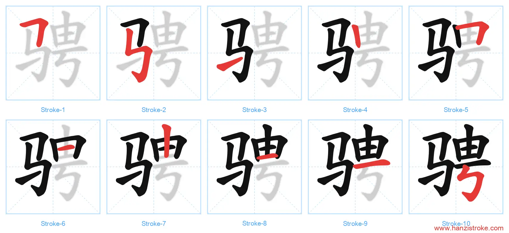 骋 stroke order diagram