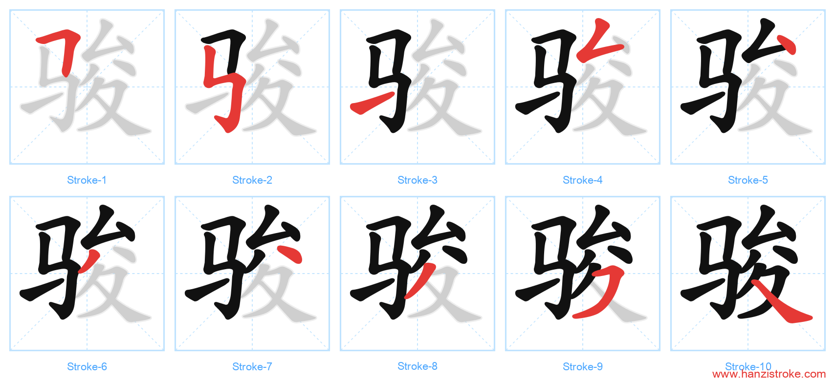 骏 stroke order diagram