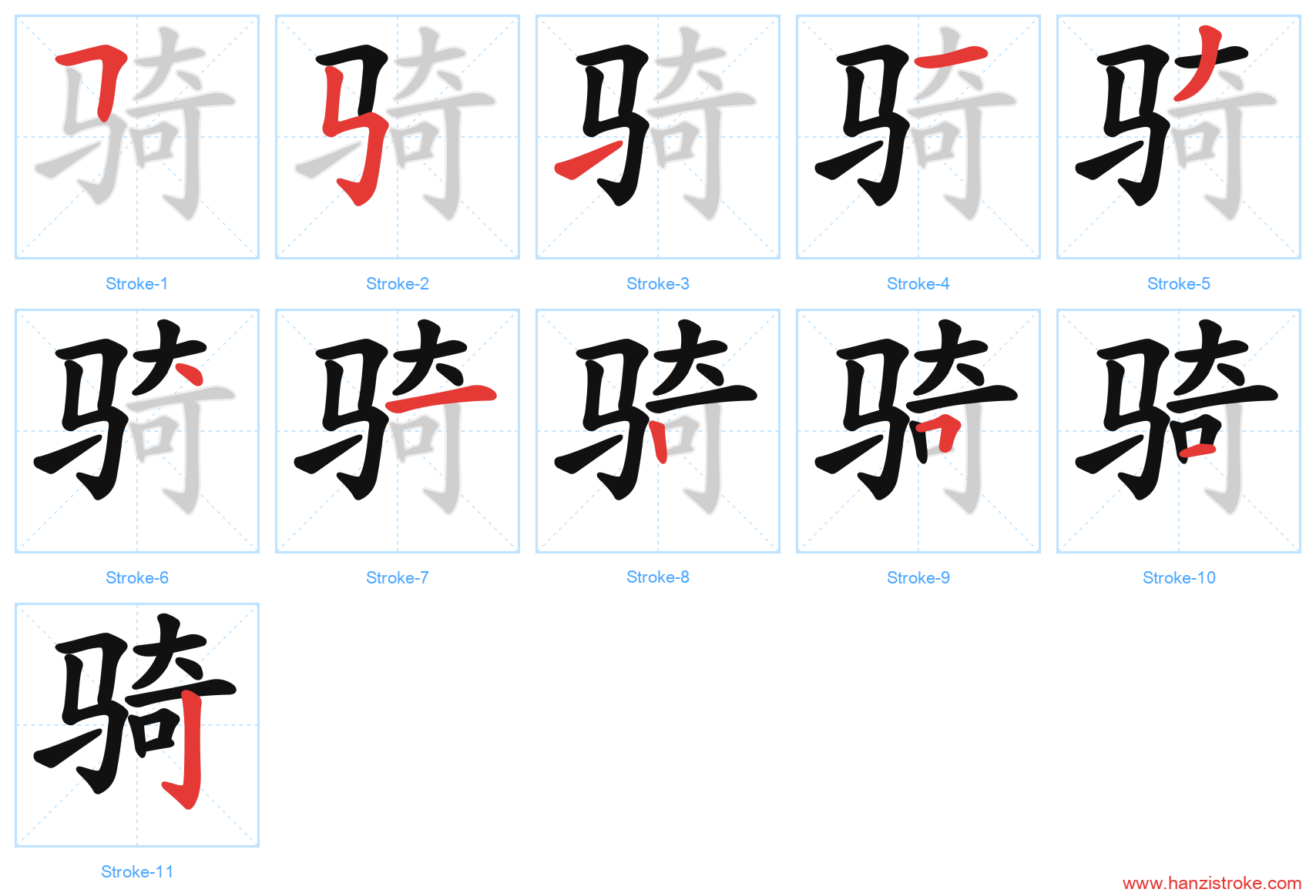 骑 stroke order diagram