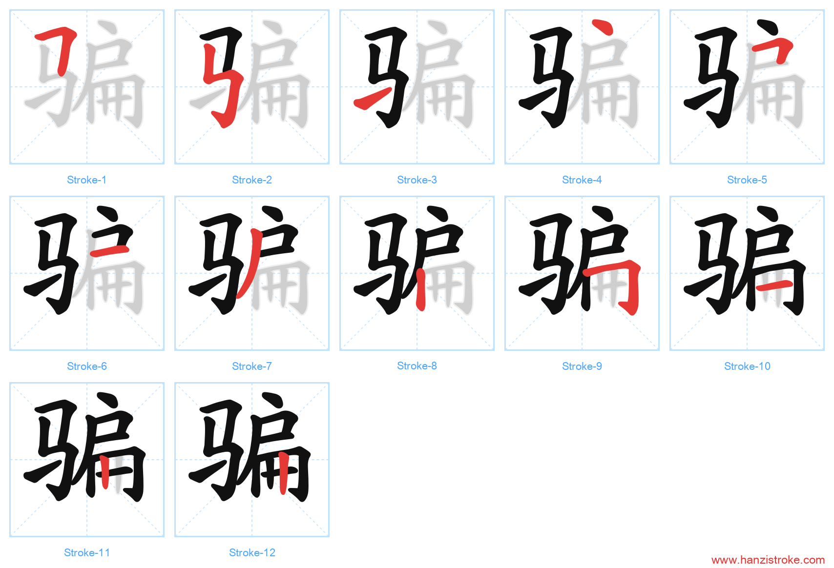 骗 stroke order diagram
