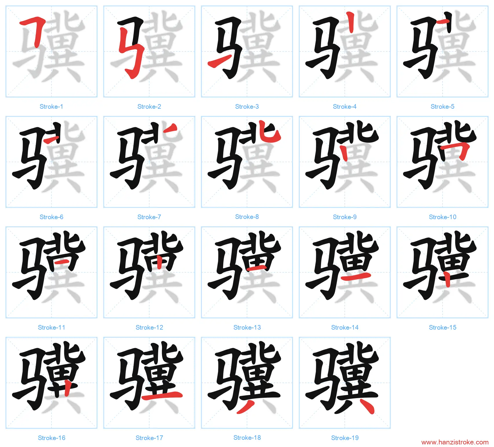 骥 stroke order diagram